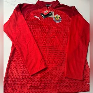CD Guadalajara Chivas Men’s Puma 1/4 Zip Long Sleeve Jacket (Medium & Large)